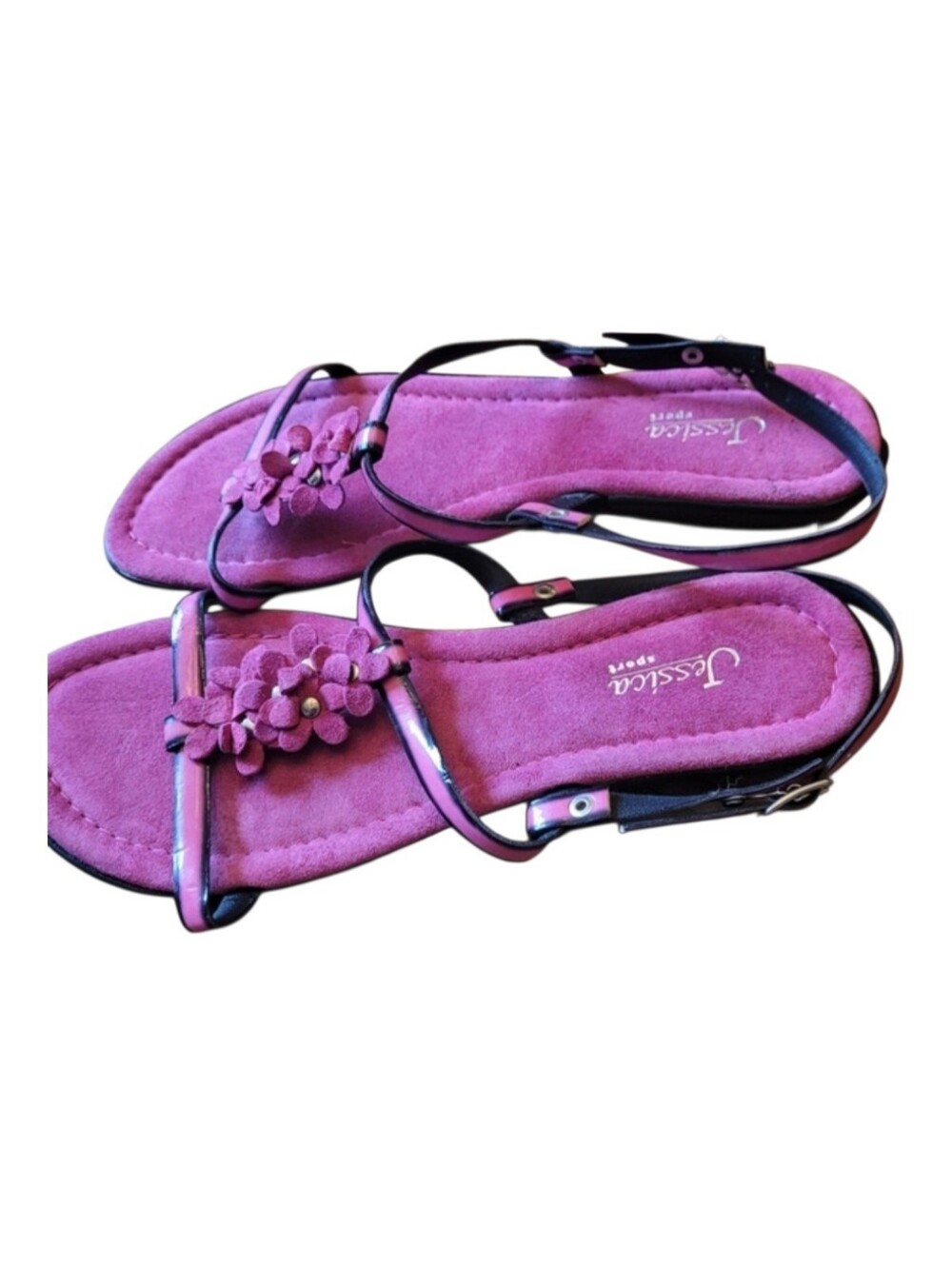 Women’s Pink Floral Suede Sandals
